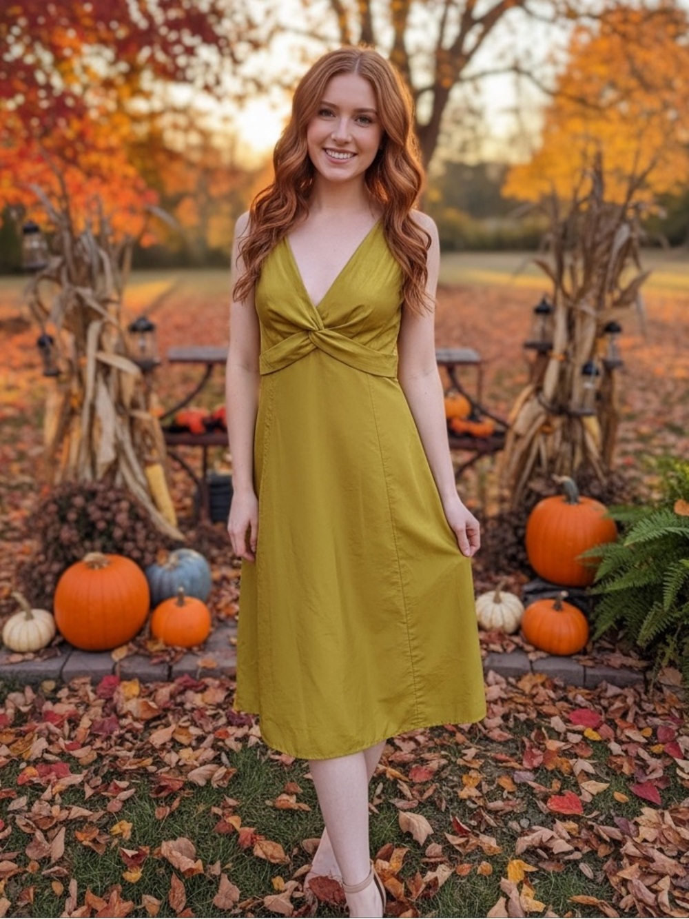 NWT J.Crew Chartreuse Green Silk Twist Front V-Neck MIDI Cocktail dress Size 4